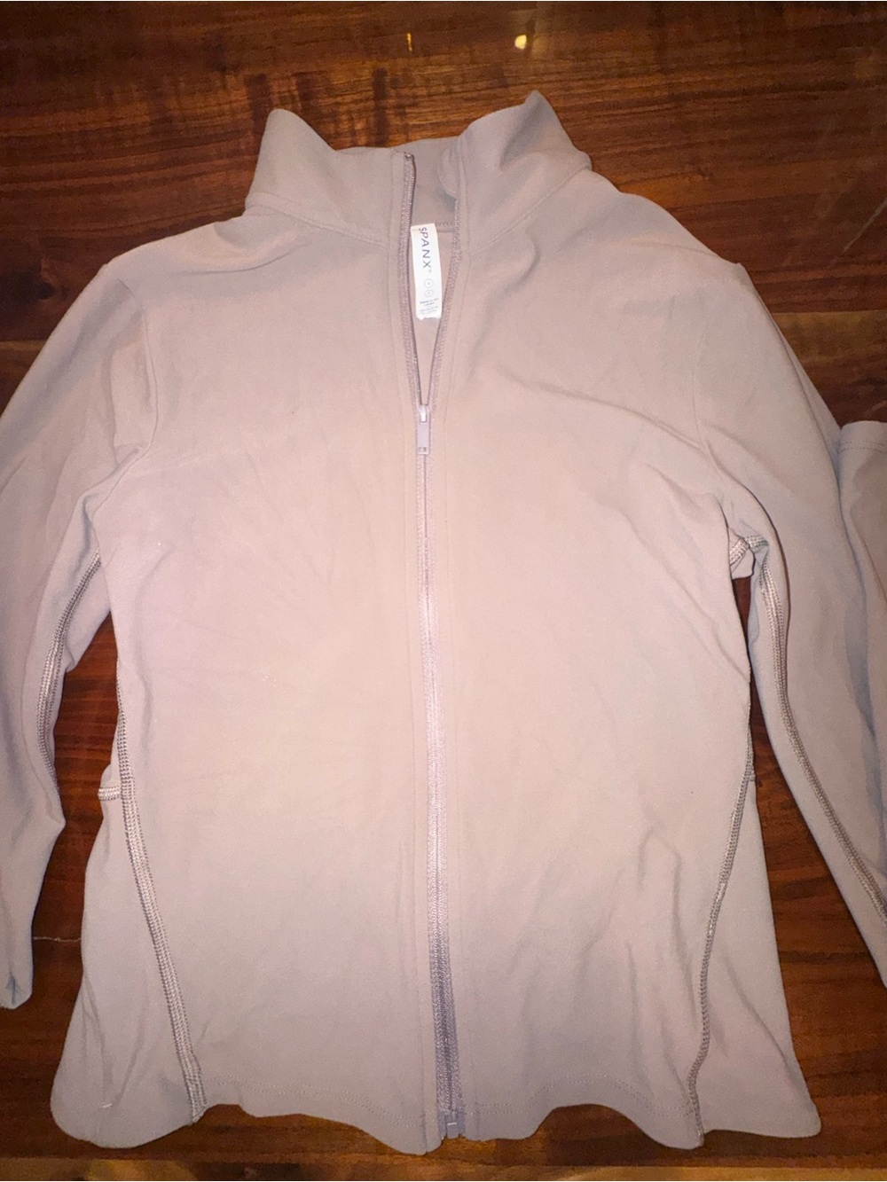 SPANX Taupe Gray Full Zip Performance Jacket S/P Small Petite Athleisure